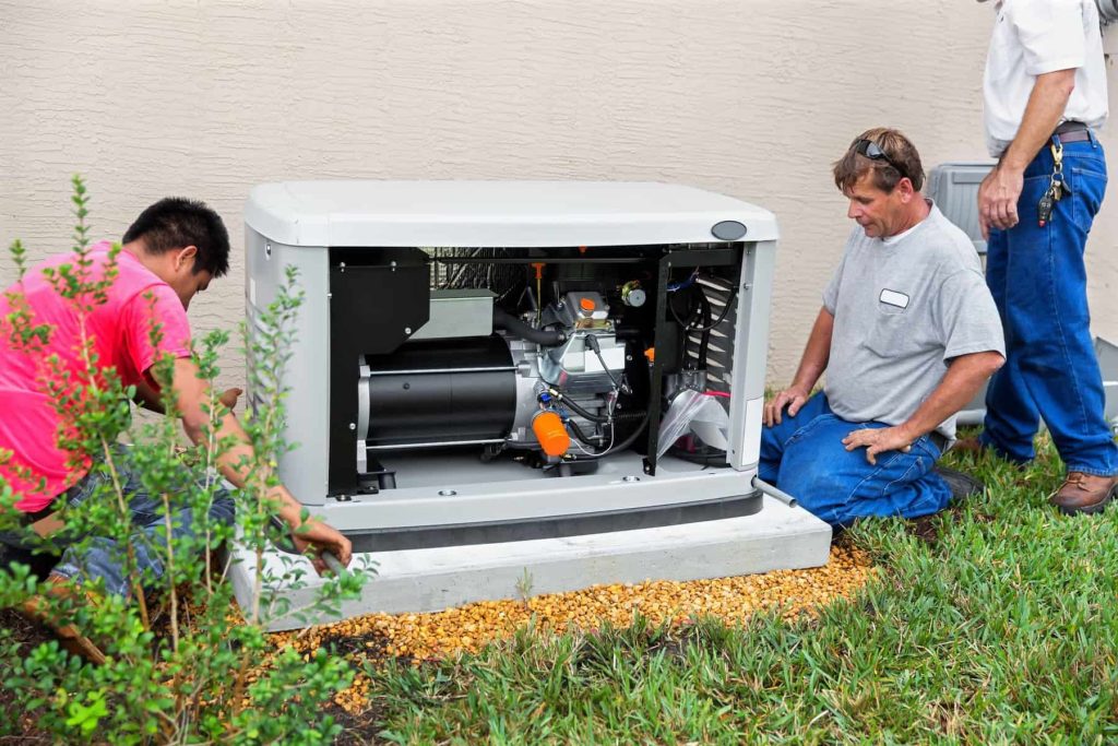 Standby Generator Being Installed By Technicians