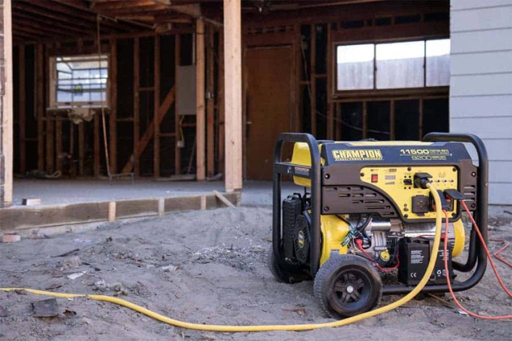 Champion Portable Generator On A Construction Site