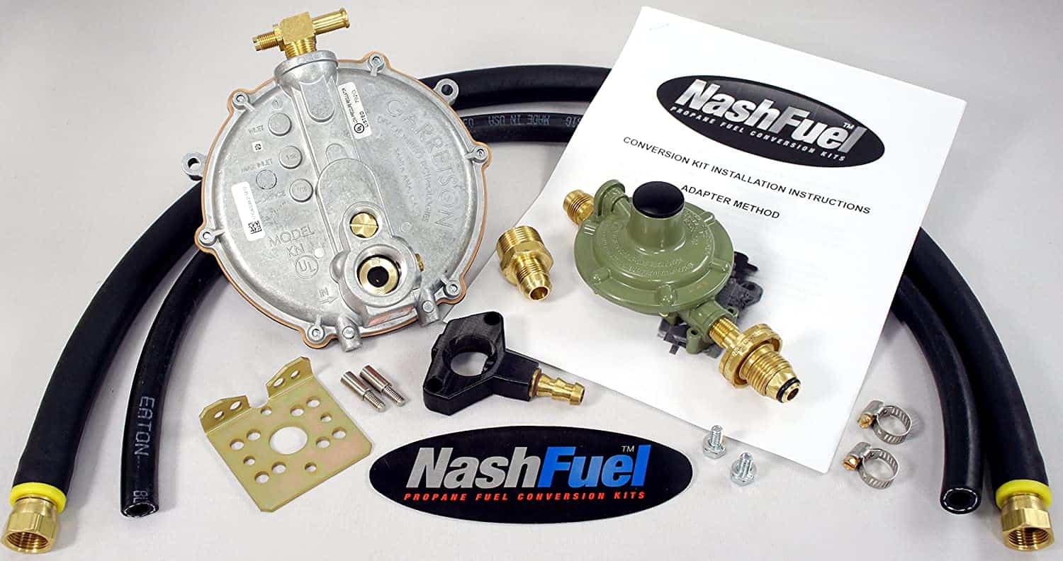Tri-fuel generator connection with propane and natural gas fittings