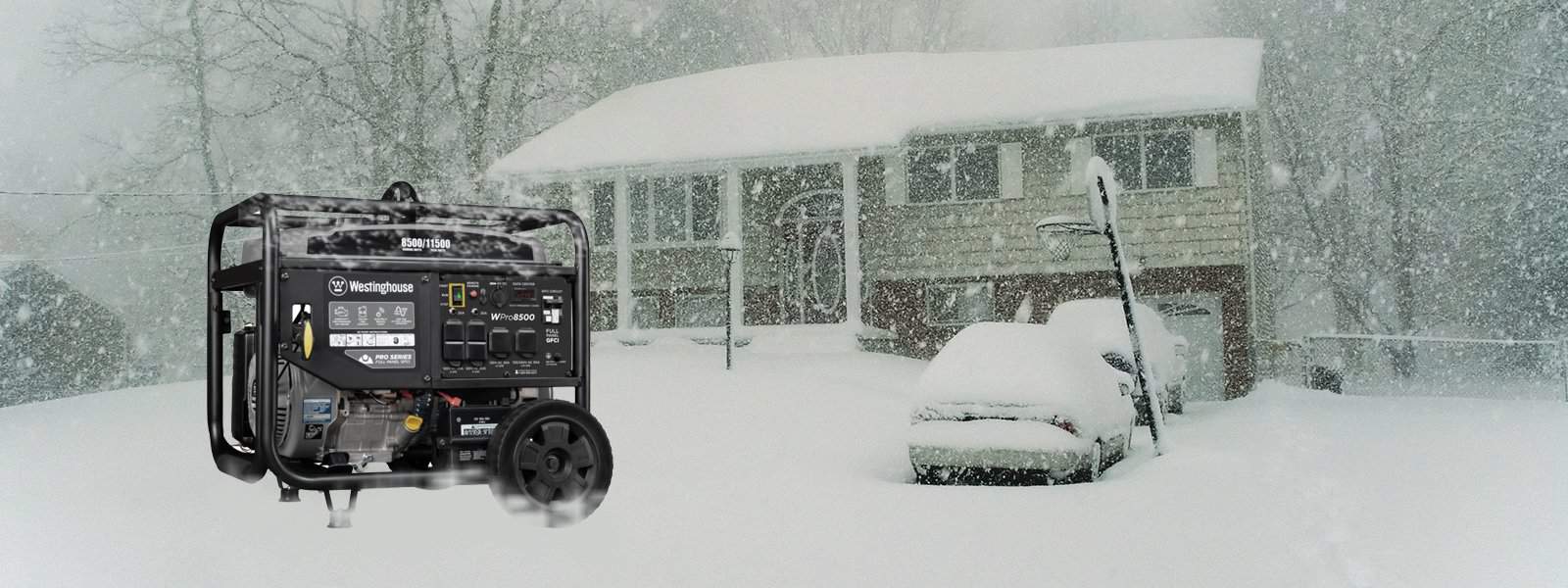 Portable generator set up outdoors for emergency backup power