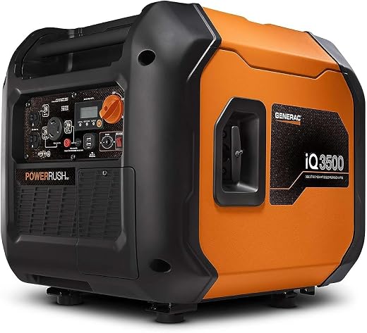 Generac IQ3500 3,500-Watt Gas-Powered Portable Inverter Generator - Easy Portability - Intuitive Power Dial - Clean and Reliable Power for Sensitive Electronics - CARB Compliant