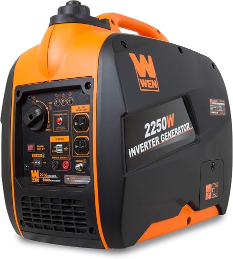WEN 56200i 2000-Watt Gas Powered Portable Inverter Generator, CARB Compliant,Black & Orange