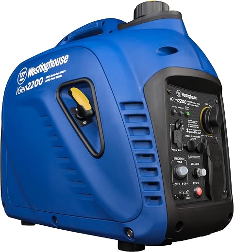 Westinghouse Outdoor Power Equipment 2200 Peak Watt Super Quiet & Lightweight Portable Inverter Generator, Gas Powered, Parallel Capable, Long Run Time